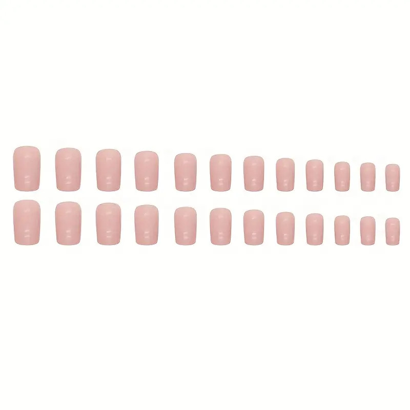 24 uñas postizas cortas cuadradas rosas diseño de corazones lunares mate mujer