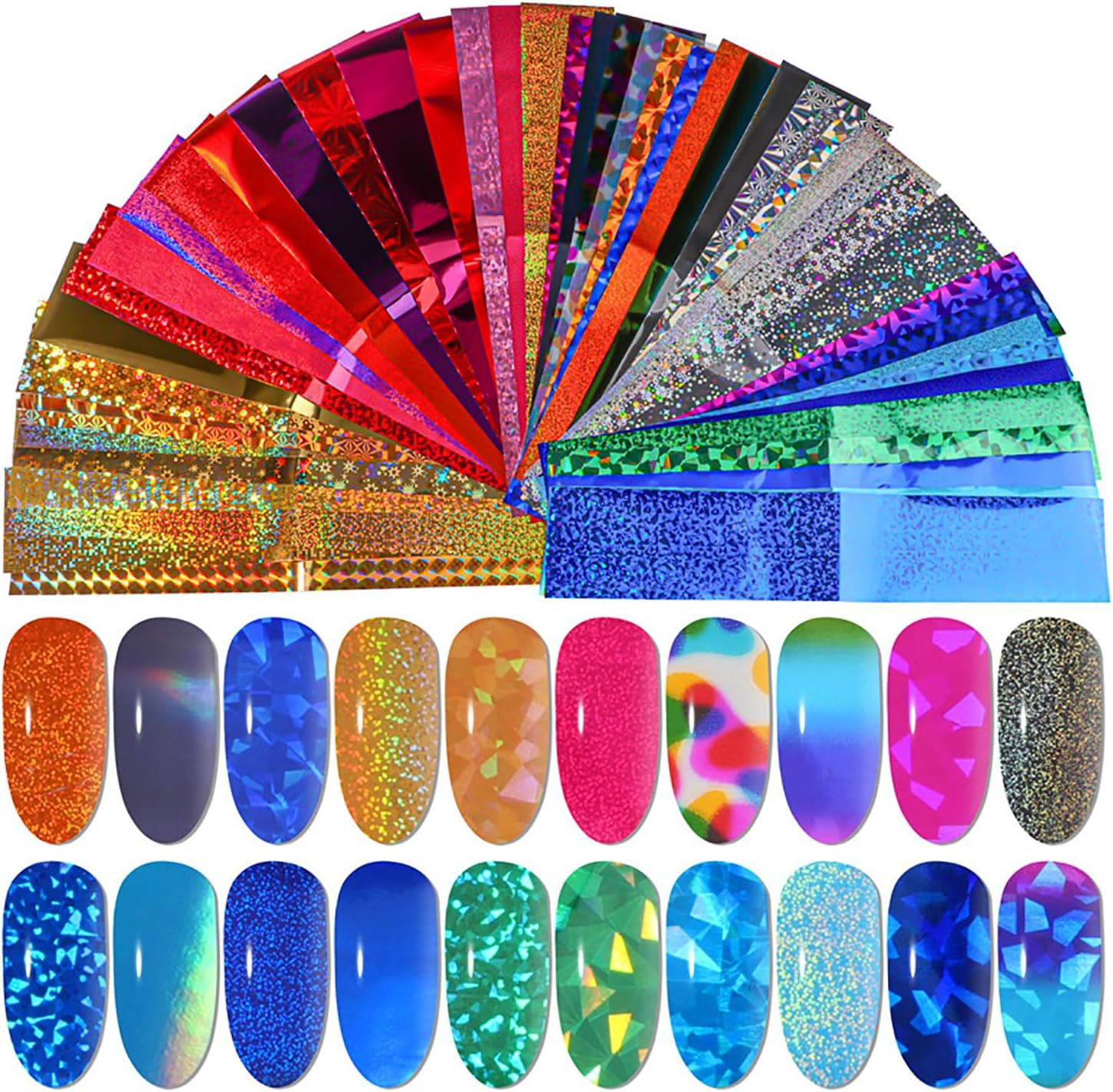 Holographic Nail Foil Laser Metallic Broken Glass Transfer Foil Nail Wraps Foils