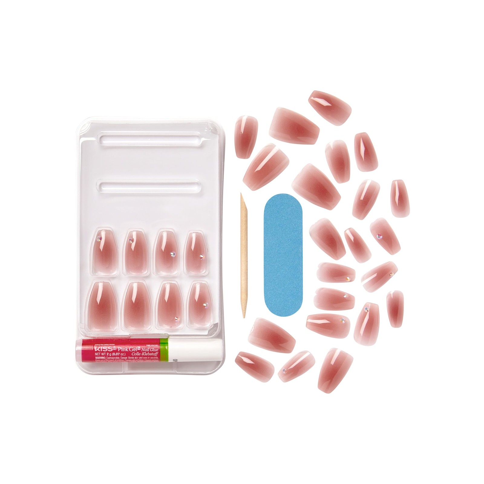Kiss Bare But Better Natural Look Press On Nail Set Dark Pink 33 Count