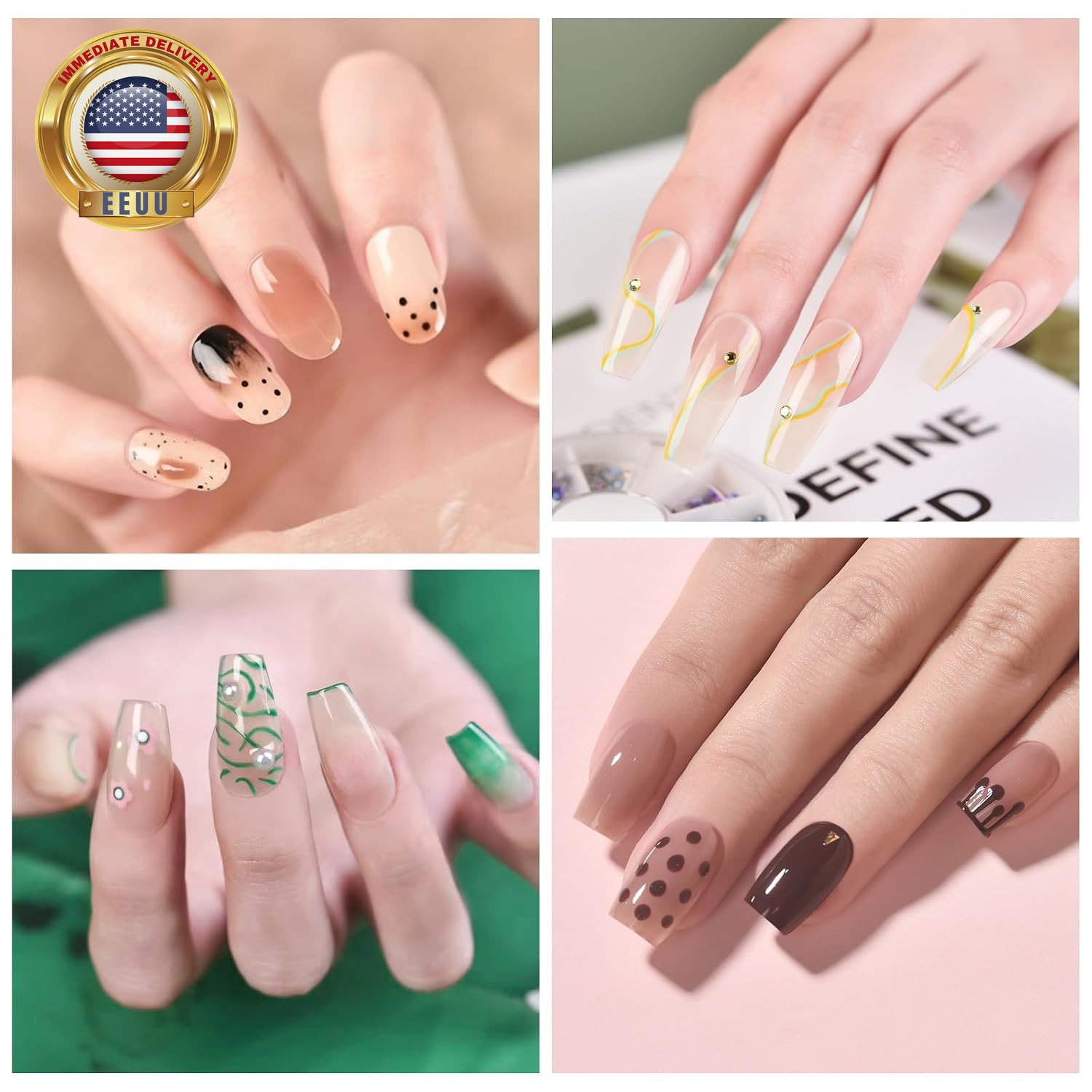 10Pcs Nail Art Brush Kit Double-End Dotting Pens Nail Fine Liner Brushes for UV