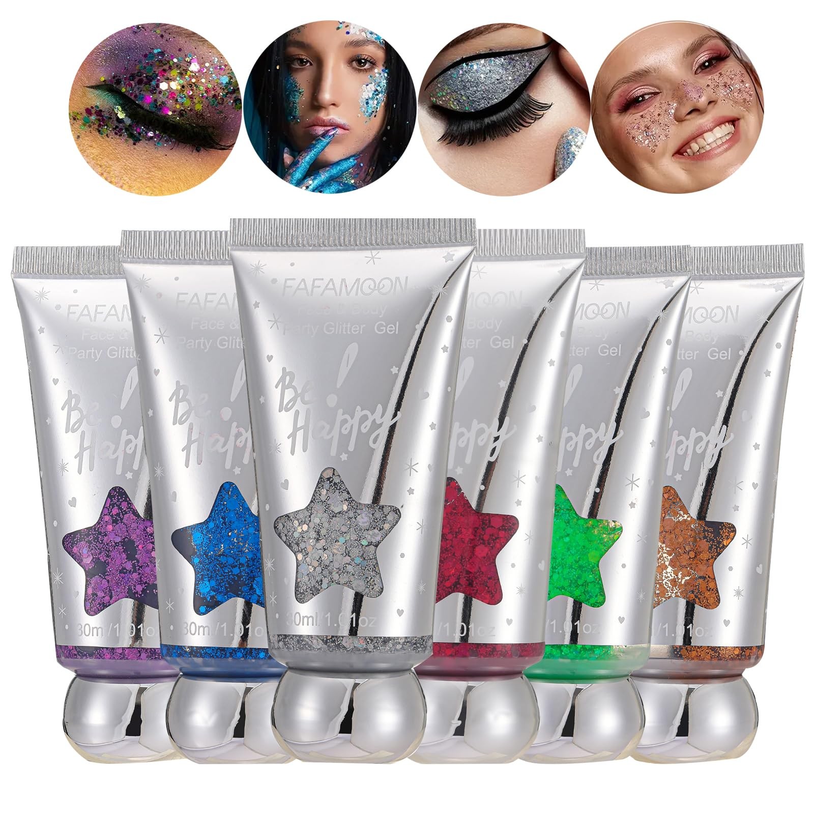 6Pcs Holographic Body Glitter Gel Set, Mermaid Sequins Liquid Holographic Gli…