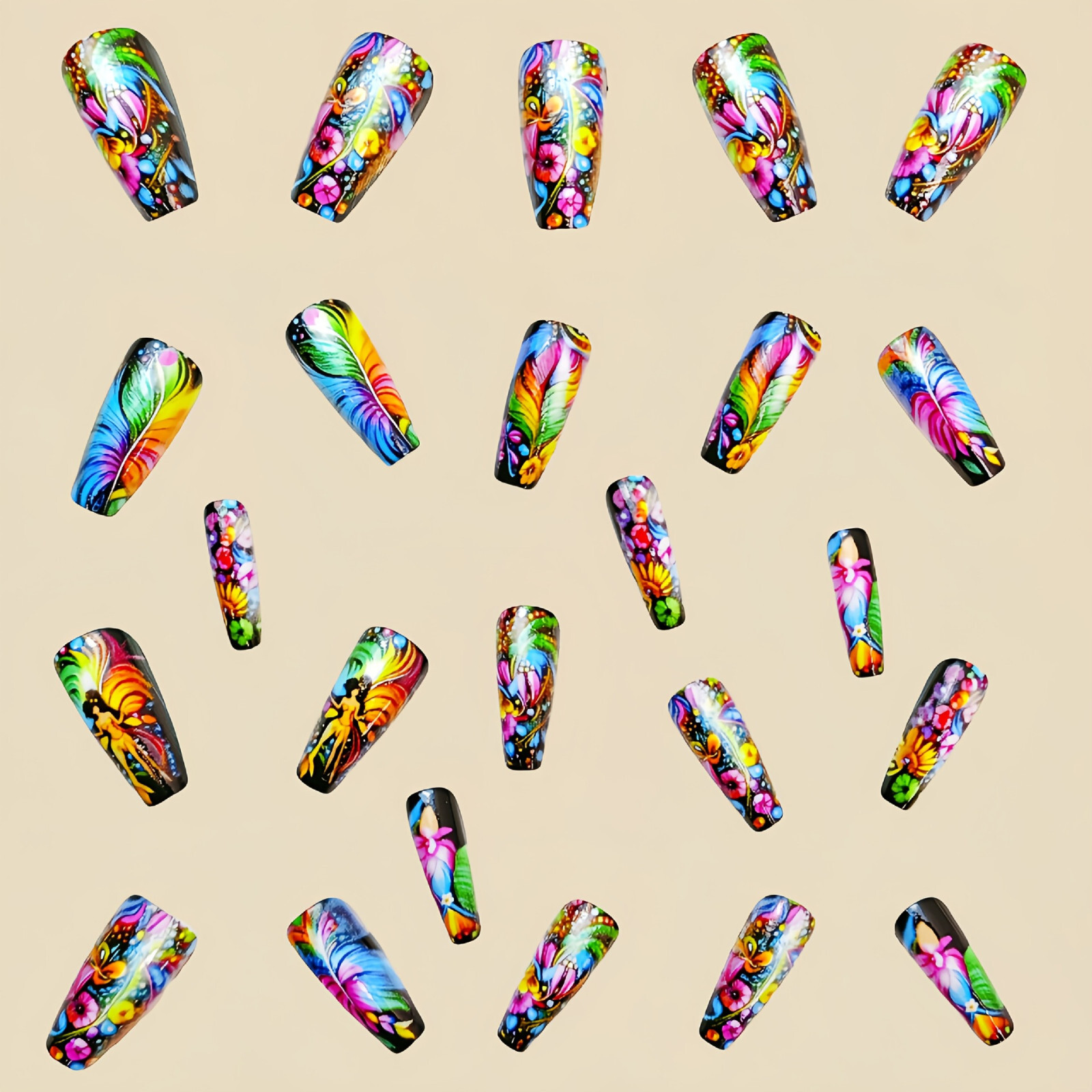 4 set （24Pcs/set ）Retro Style False Nail Art Full Cover Artificial Fake Nails