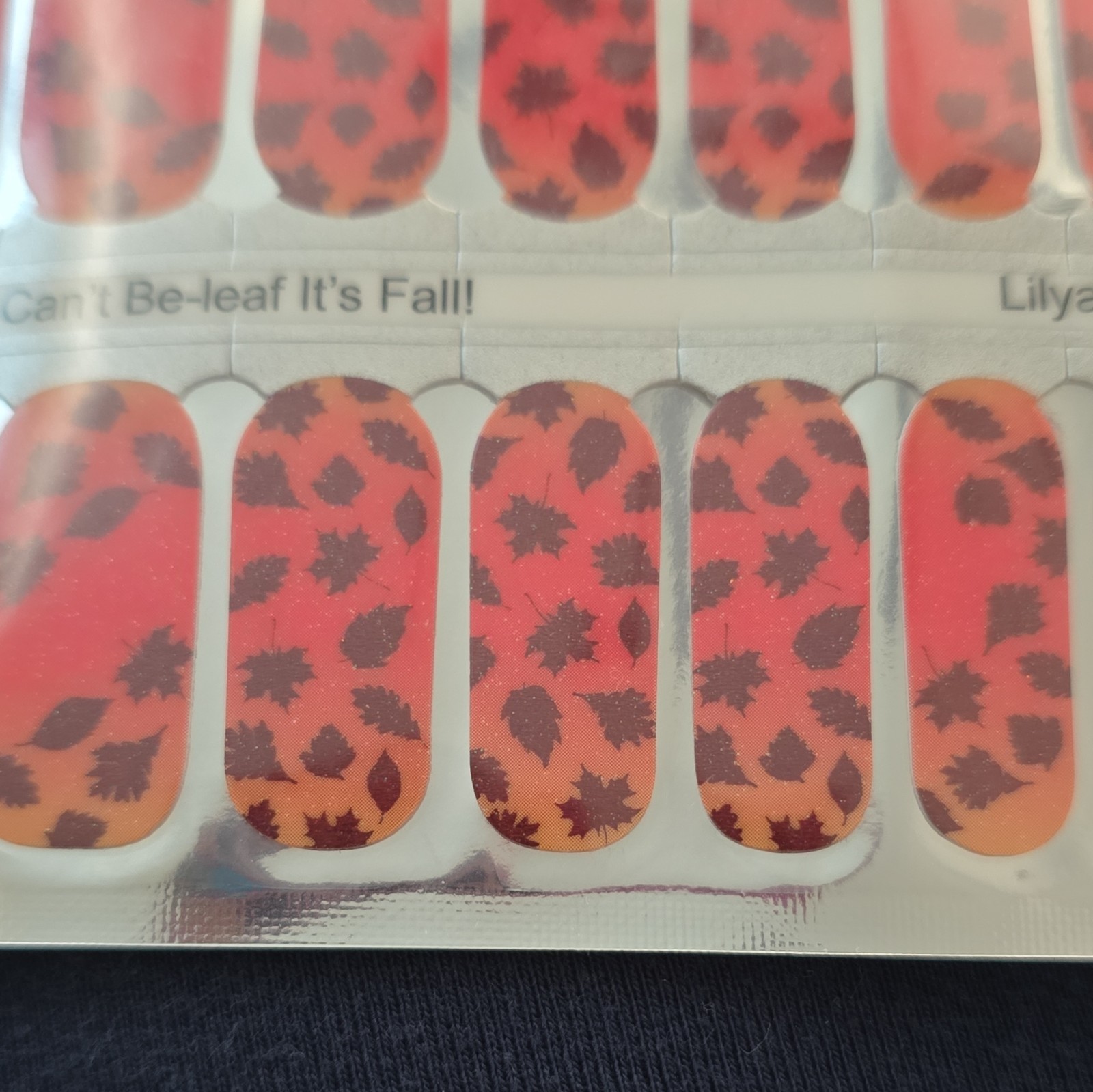 Lily & Fox Nail Wraps Can’t Be-leaf It’s Fall Leaves Matte Full Cover Orange