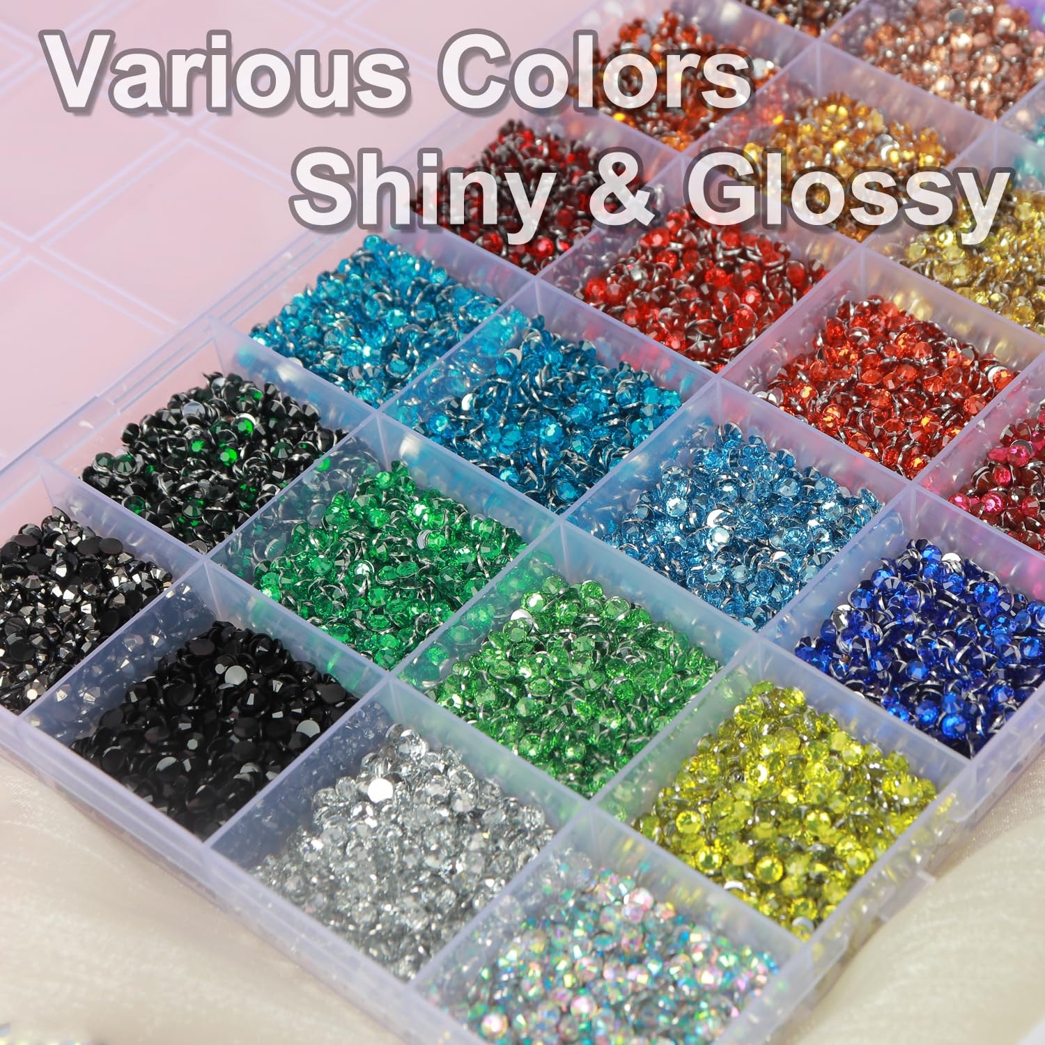 56 Colors Rhinestones for Bedazzling, 2 Boxes 3mm Multicolor Resin Jelly Flat