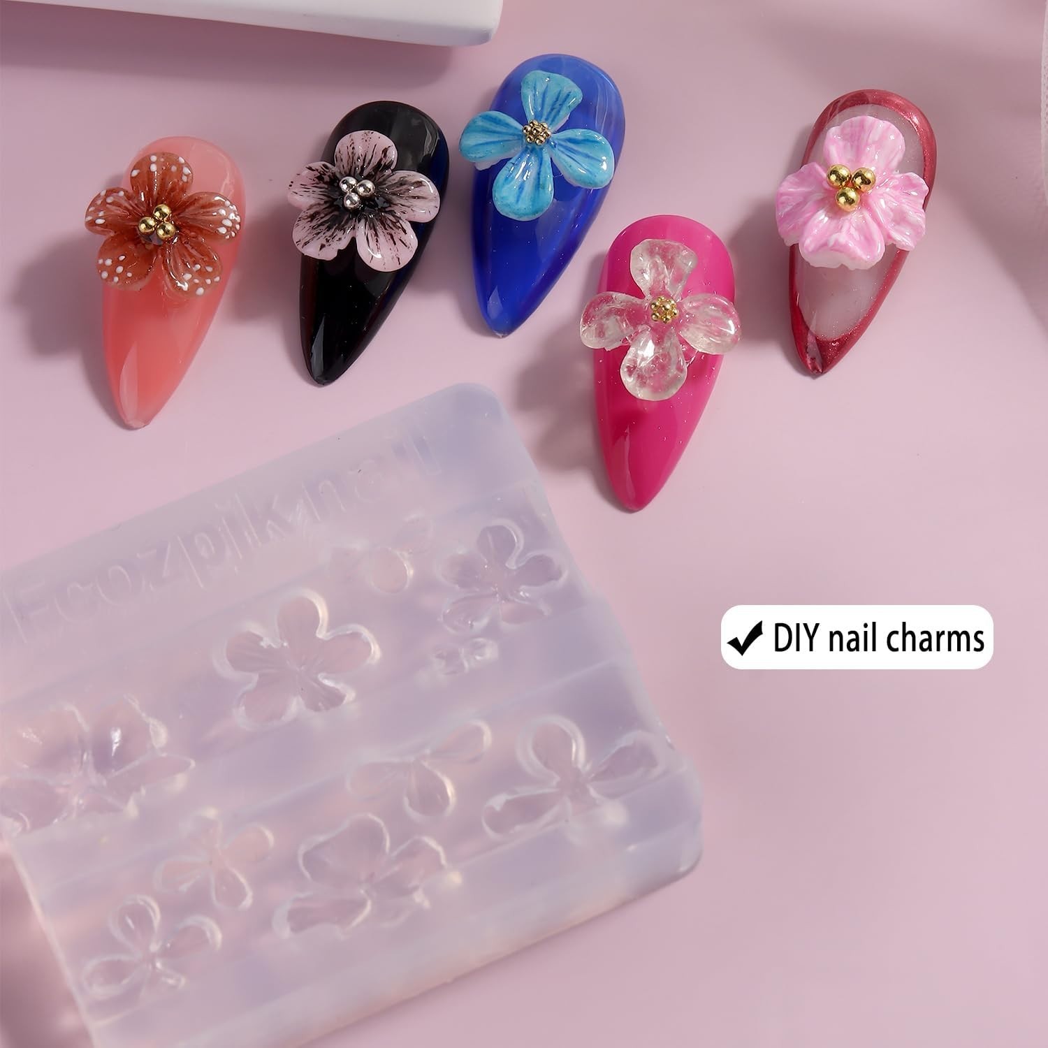 Compact 2PC Flower Nail Molds with Carving Tool – Effortless 3D Art for Everyone