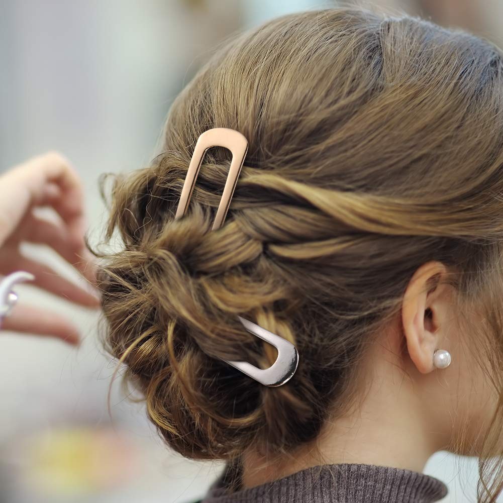 [2 Pack] Benefree U-Shape Hairpins, Bride Hair 1 Count (Pack of 1), 2P Silver