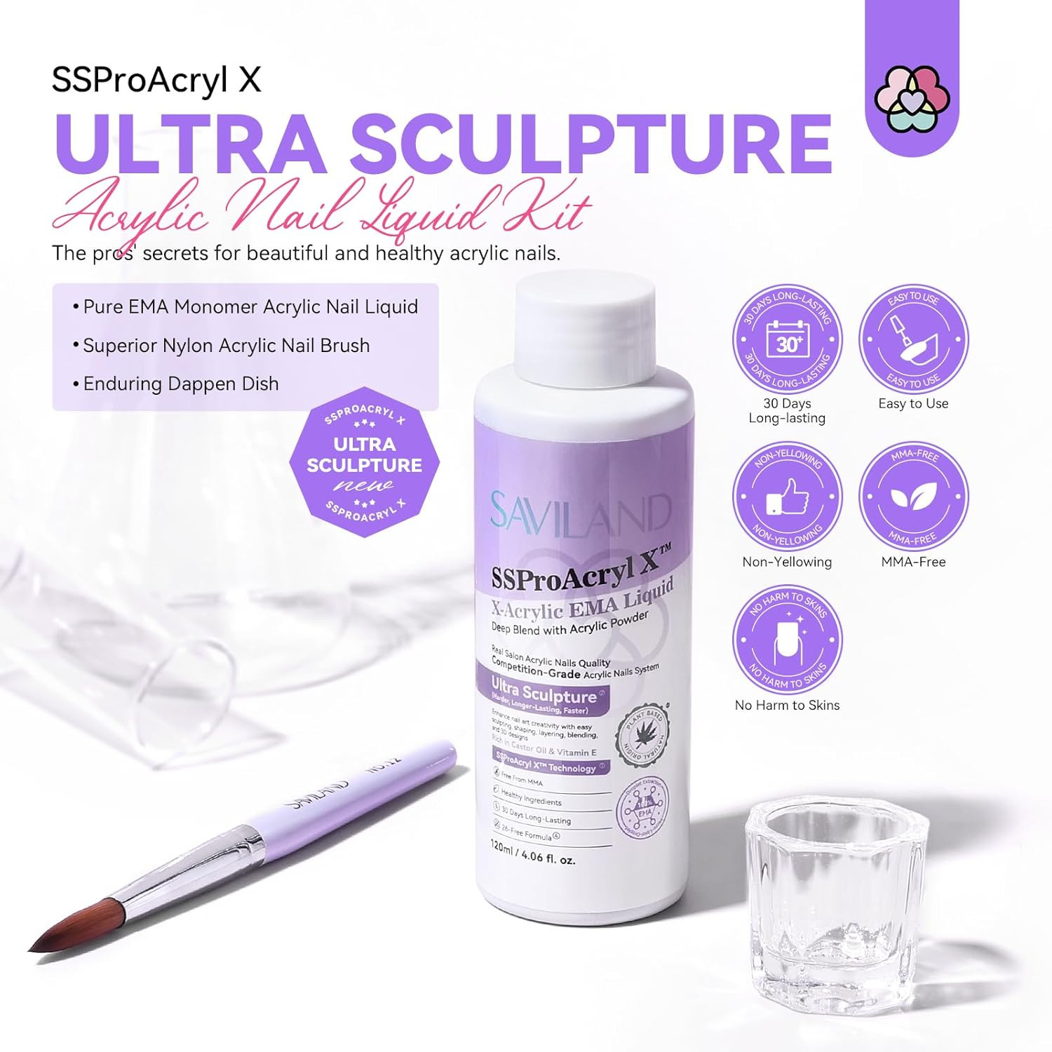 Monomer Acrylic Nail Liquid: 4 Oz Acrylic Monomer for Nails Extension with 12# N