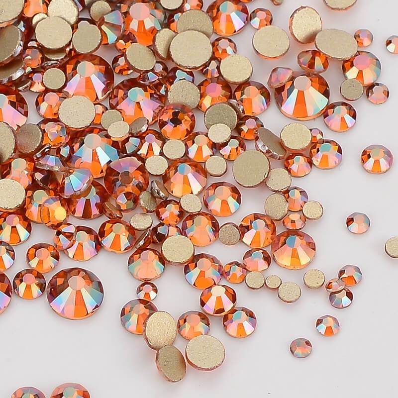 1440pcs Mix Size Amber FlatBack Rhinestones For Nail Art Crystal SS3-SS20