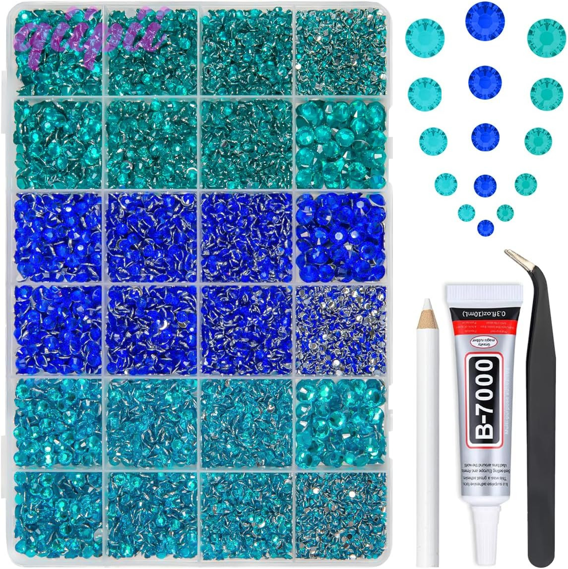 2-6Mm 3 Color Black Blue AB Series Jelly Resin Rhinestones W B7000 Jewelry Glue