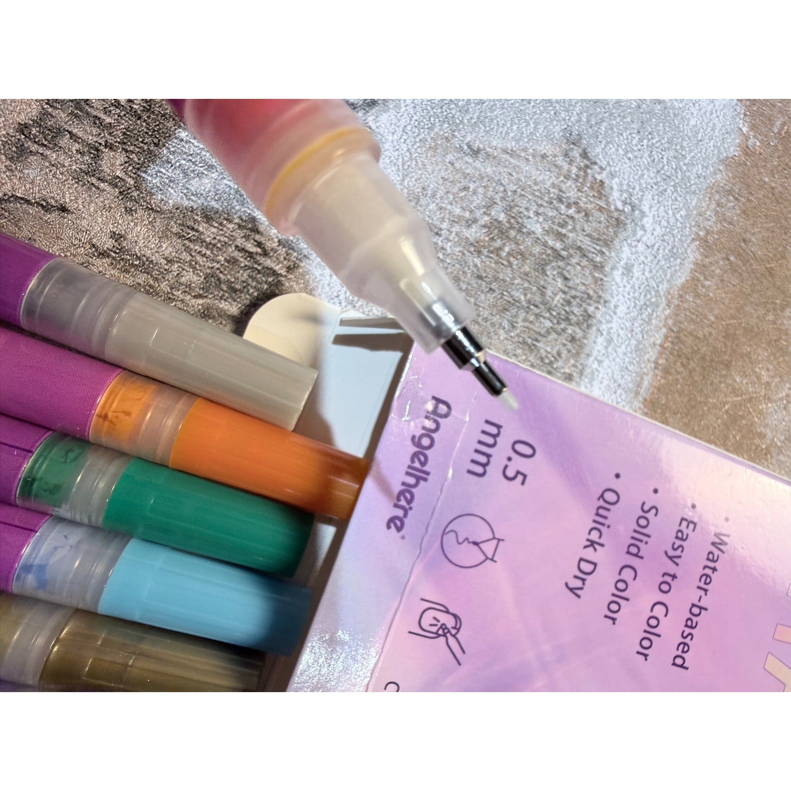 Angelhere 12 Colors Nail Art Marker Pen Set 0.5mm Fine Tip Water-based