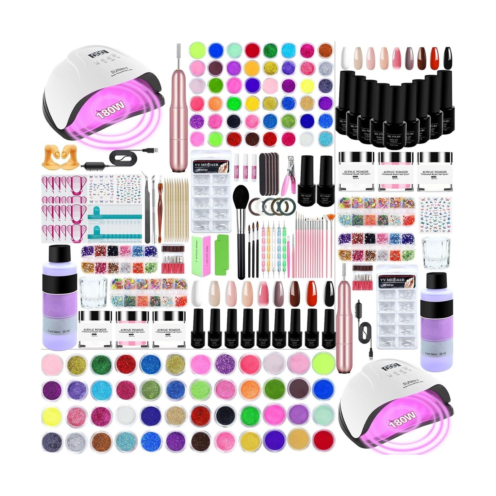 Professional Acrylic Nail Kit for Beginners with Everything Com… FAST USA SHIP