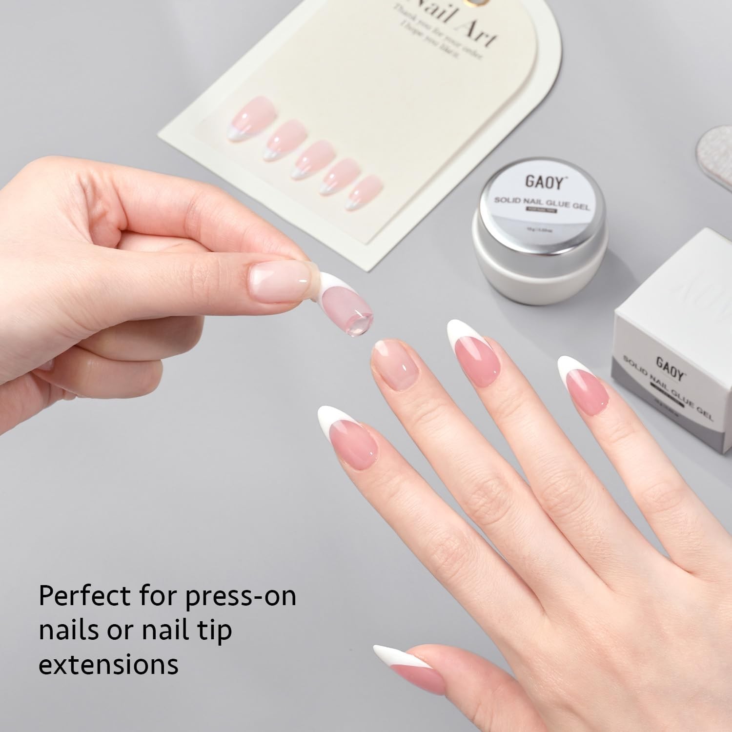 Solid Nail Glue Gel for Nail Tips, 15G Strong Solid Glue for Press Ons, False an