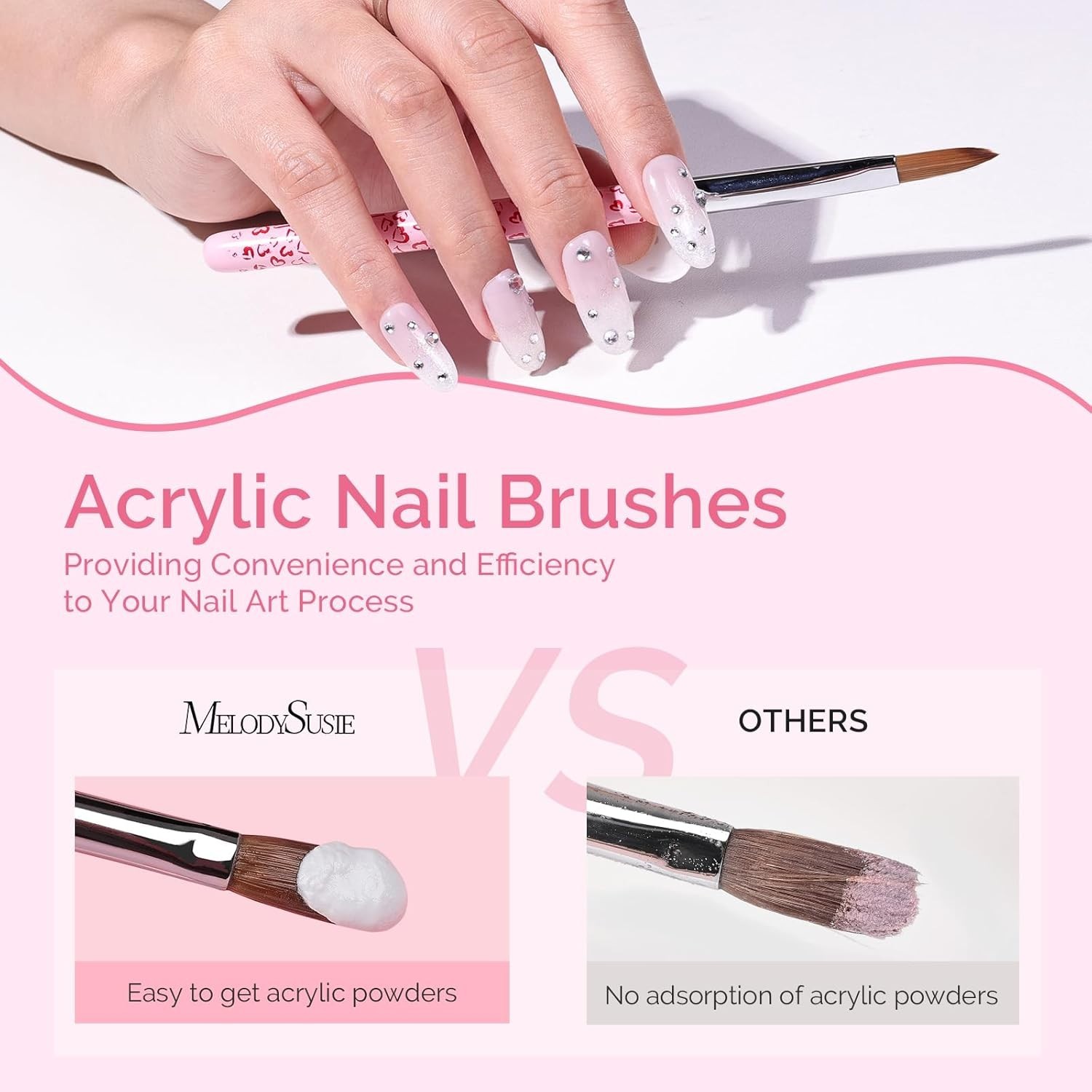 3-Piece Acrylic Nail Brush Set – Sizes 8/10/14, Professional Nail Art Tool for A