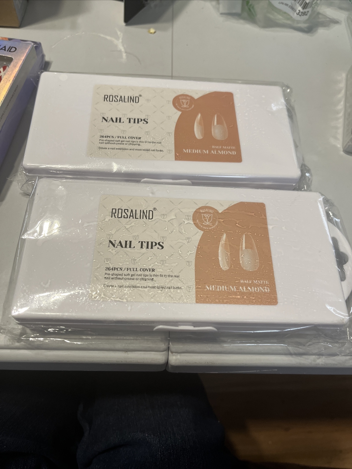 Rosalind Nail (2 PK) Tips Half Matte Medium Almond 264 PCS Full Cover