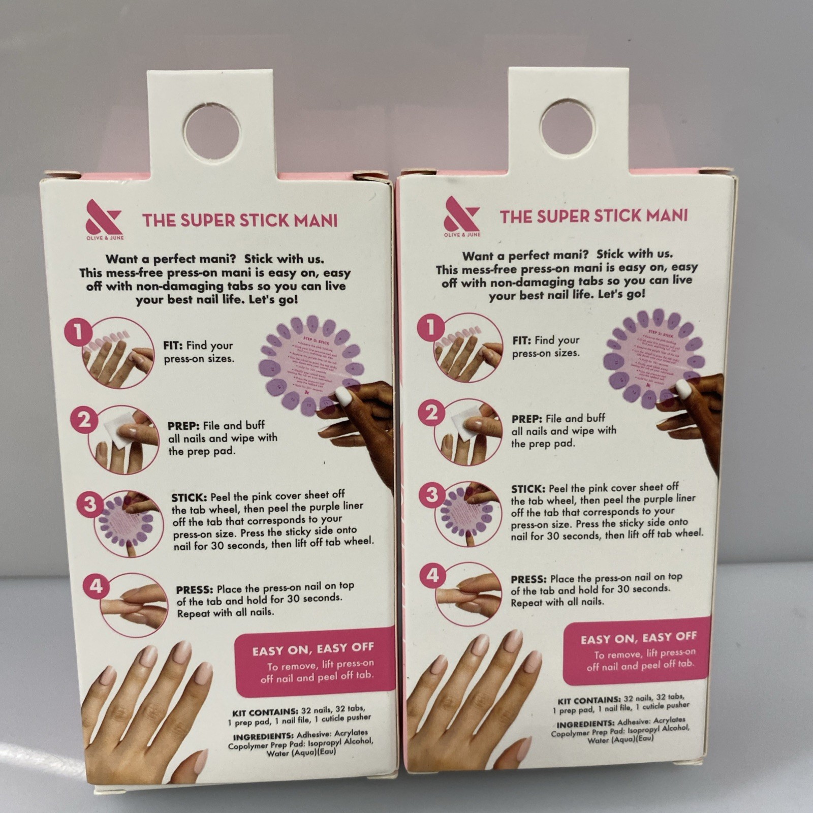 2X Olive & June Press-Ons Nails Extra Short Midnight – 32 CT