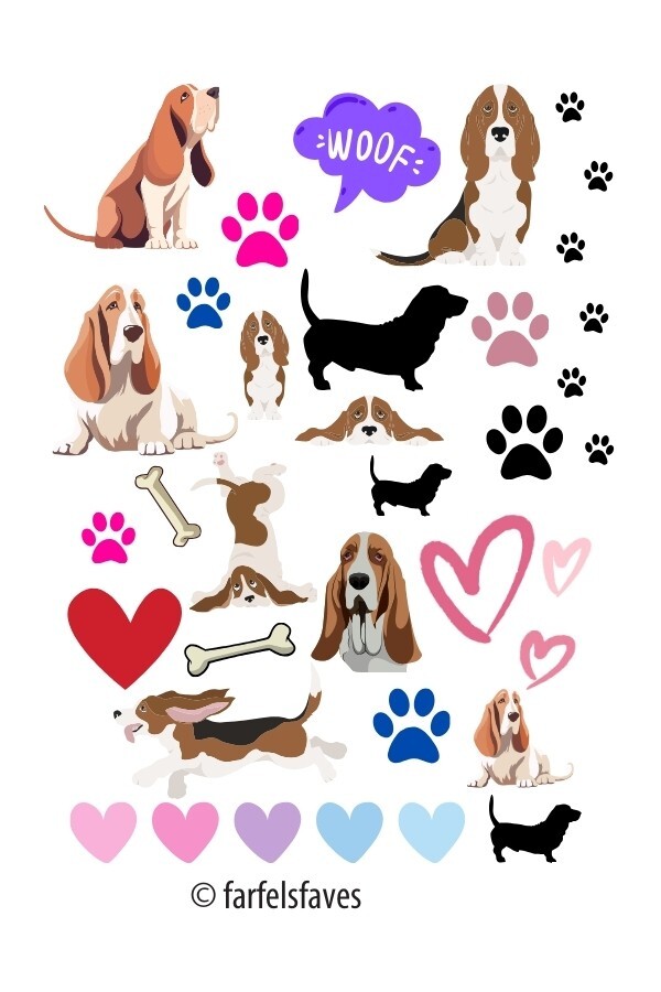 Unique Basset Hound Nail Art Decals, Nail Designs, Nail Decals, Basset Lovers