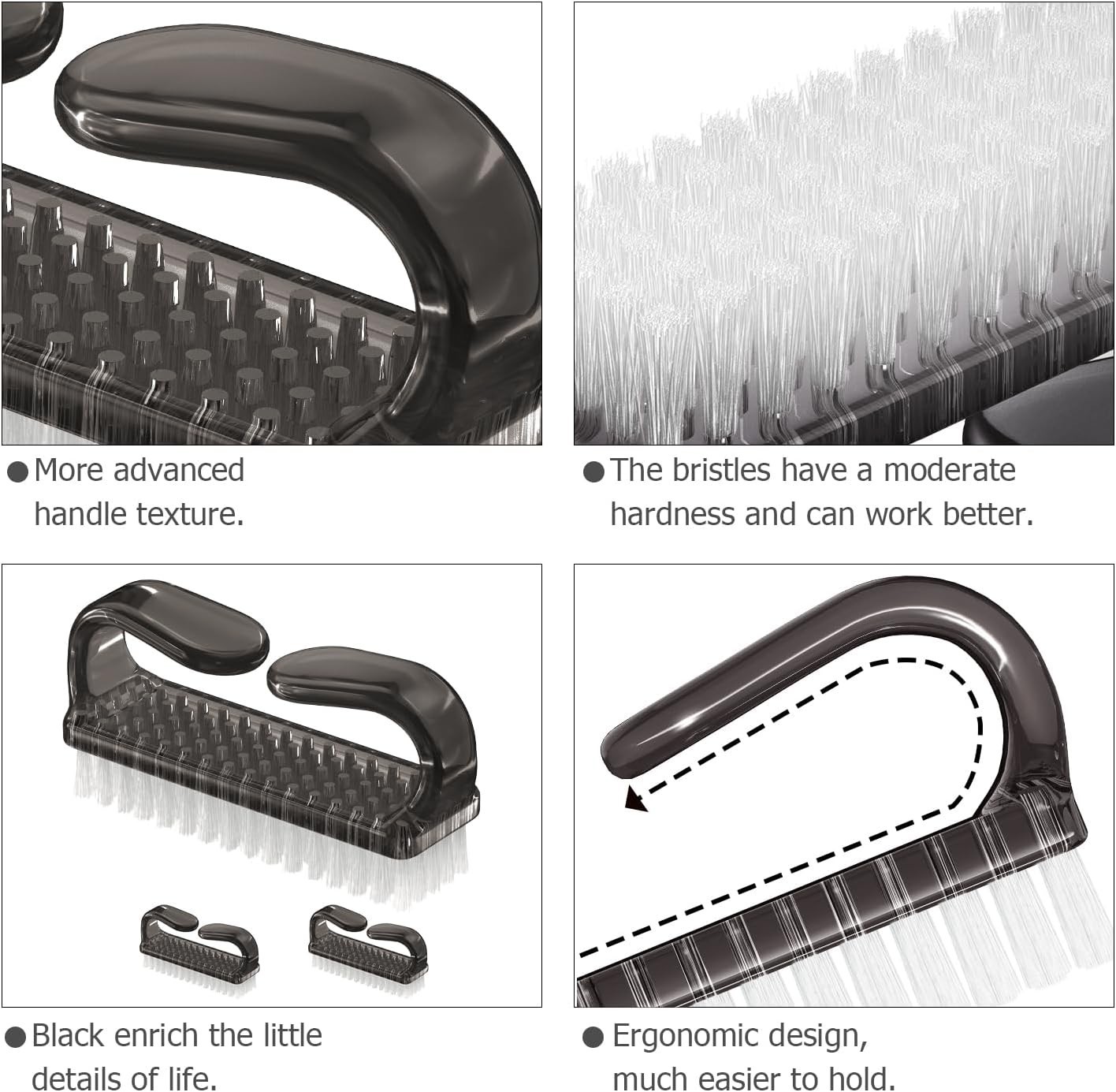 Ergonomic Nail Cleaning Brushes – 4-Pack for Gentle and Effective Care