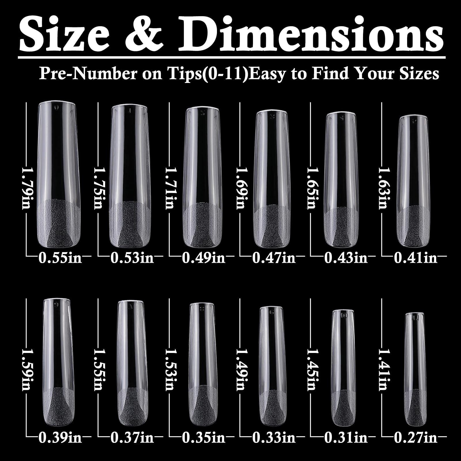 LoveOurHome 240pc XXL Square Gel Nail Tips Extra Long Fake Nails Clear
