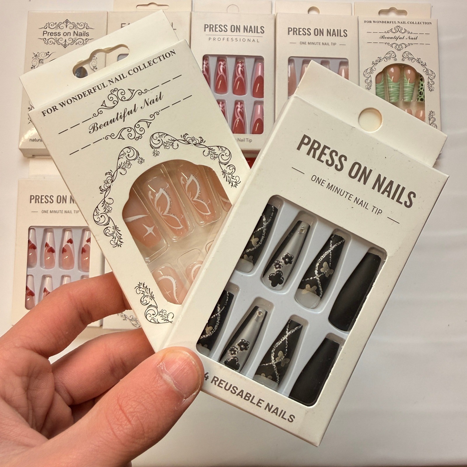 Lot of 10 Pack of 24 New False Press On Nails Assorted Designs and Colors №N8
