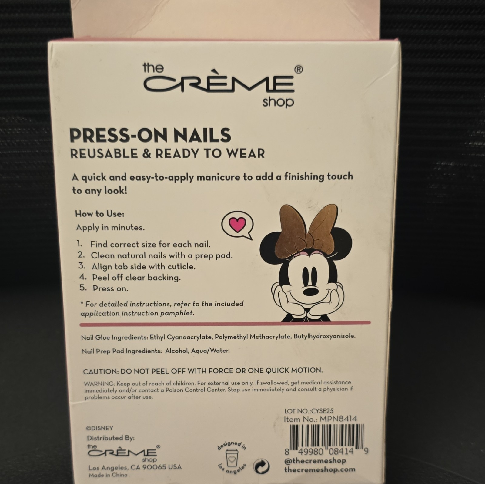 the Crème shop Disney Minnie Mouse Gel-Effect Press-On Nails Medium Almond Glue