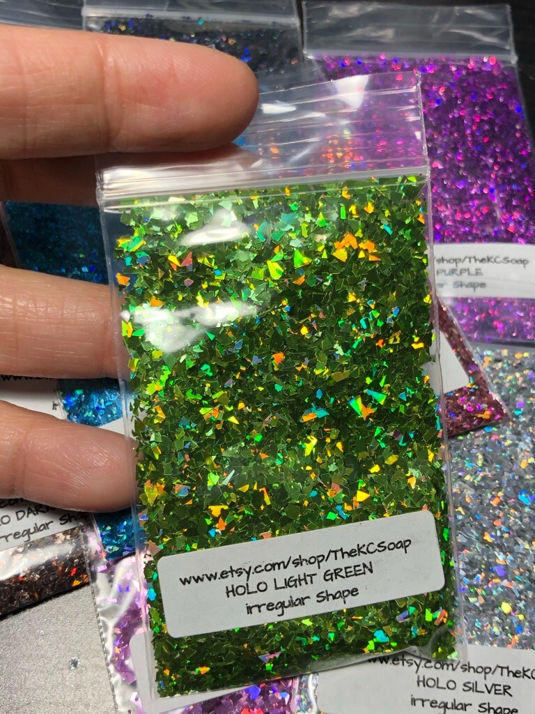 50g Solvent Resistant IRREGULAR CUT SHAPE Glitter LIGHT GREEN ART Nail Craft