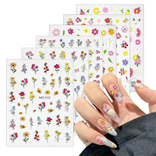 5D Small Bouquet Floral Nail Art Stickers- Spring Summer Flower Nail Decals