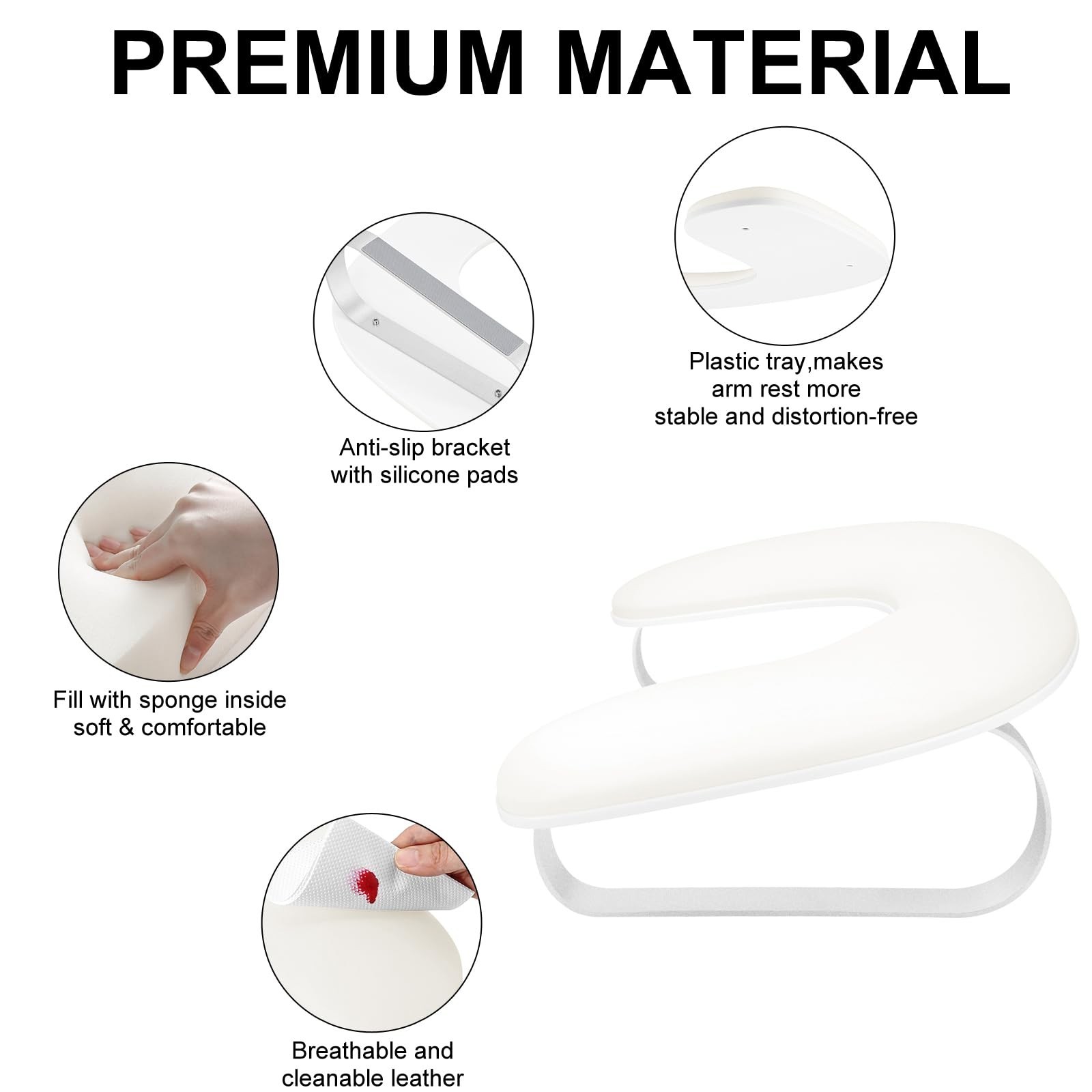U Shaped Arm Rest for Nails Tech,Cleanable Leather Manicure Nail Hand Rest St…