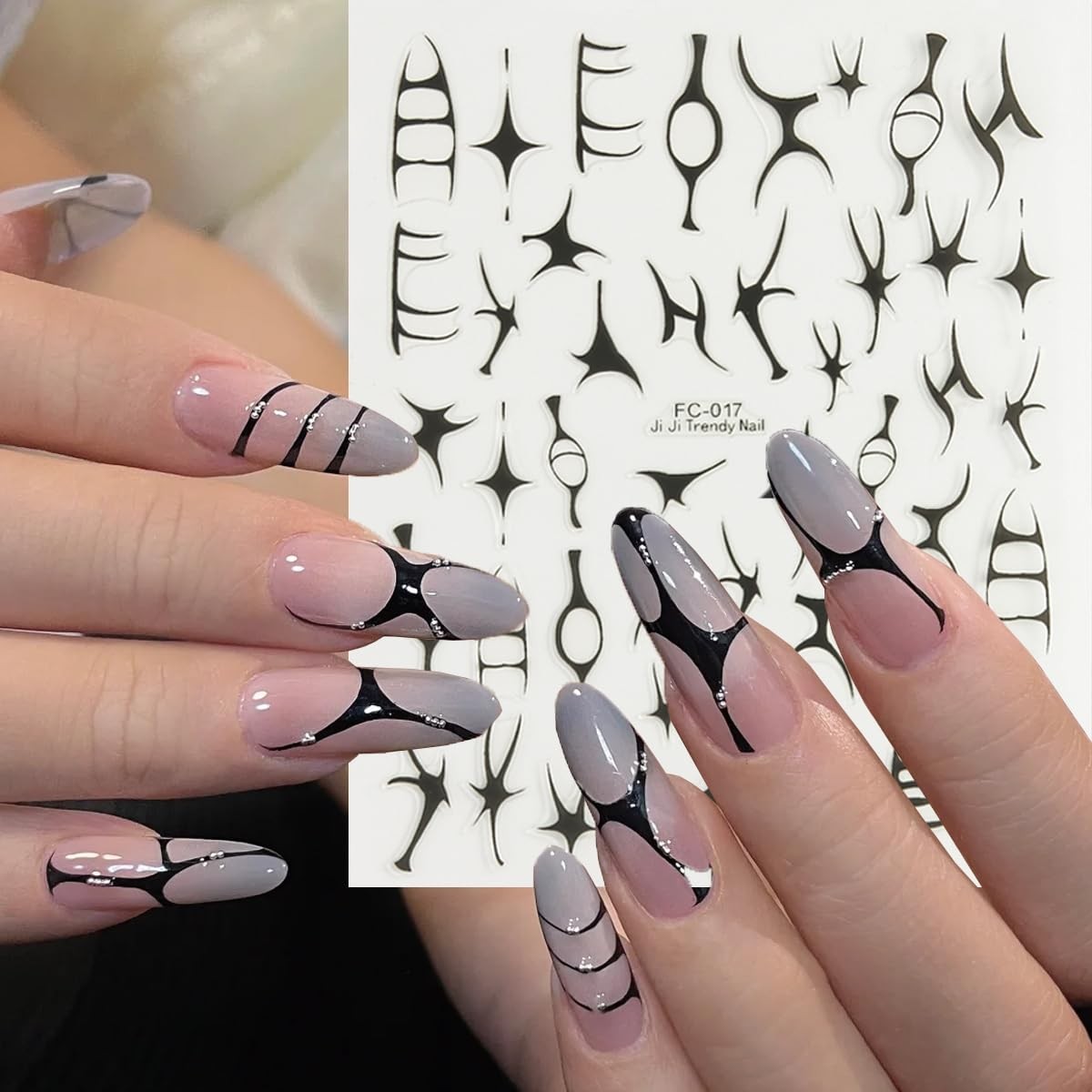 FSpronail 4 Sheets Irregular Line Nail Art Stickers, 3D Metallic Mirror Gold …