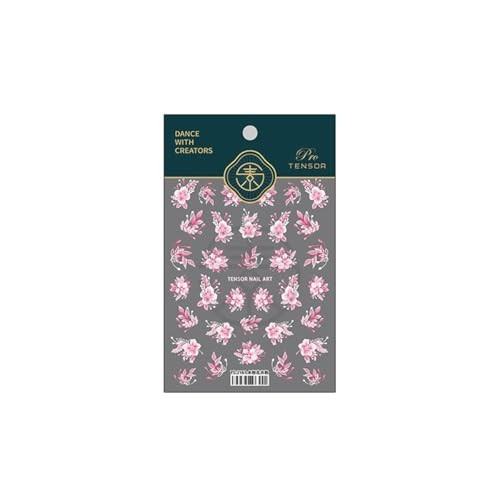 Flowers Nail Art Stickers 5D Embossed Pink Flower Nails Sticker Self Style-31
