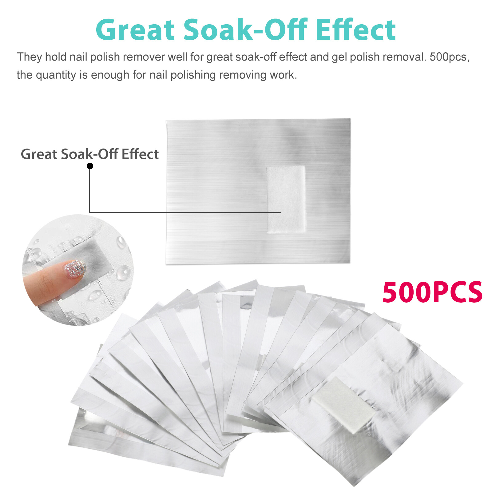 500 PCS Aluminium Foil Nail Wrap Art Soak Off Gel Polish Remover Manicure Clean