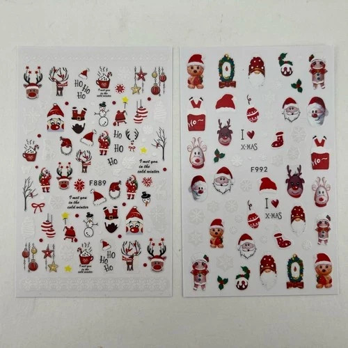 Christmas Nail Art Stickers Decals Adhesive, 10 sheet pack x 5 = 50 sheets Total