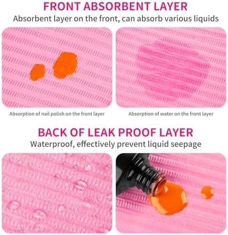 Nail Art Table Mat – Disposable Nail Paper Towels (50PCS) – Pink Waterproof 3-Pl