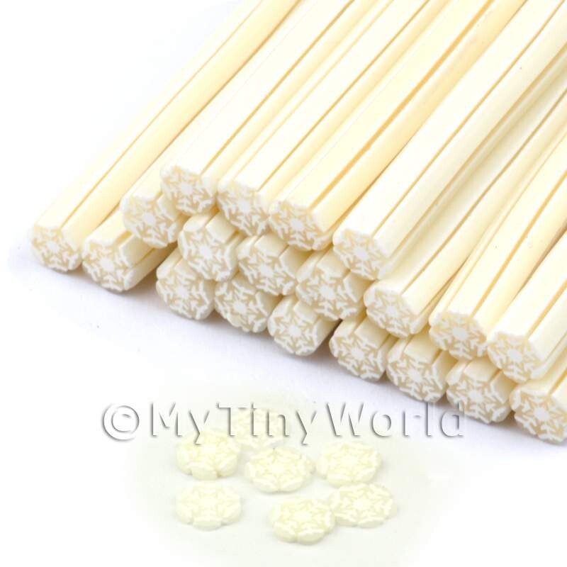 4 x Handmade White Christmas Snowflake Nail Art Cane
