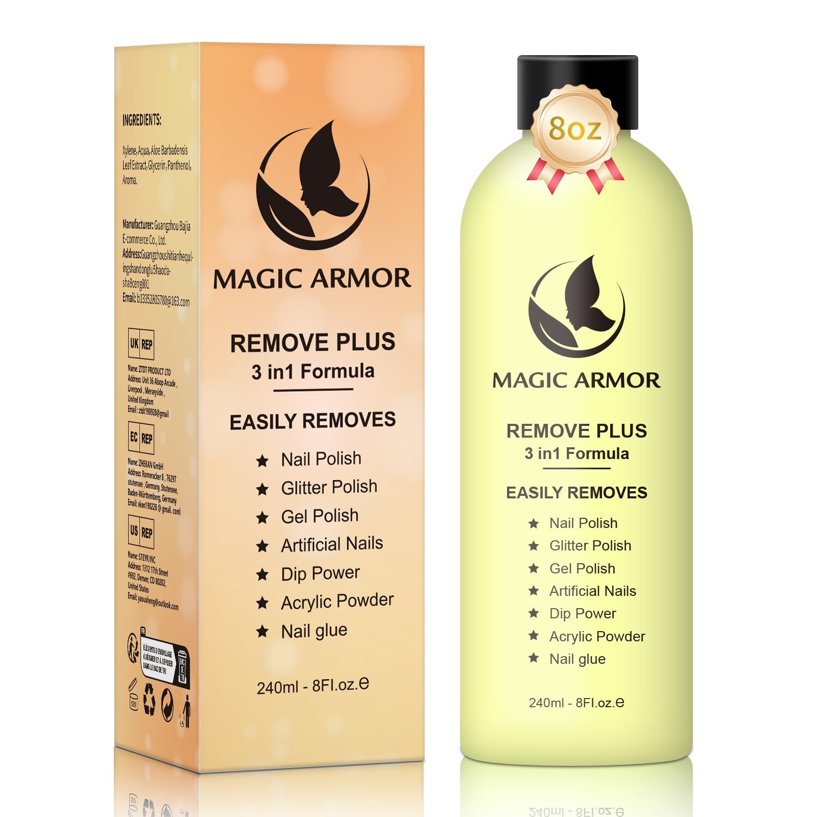8 FL.Oz Gel Nail Polish Remover, Non Acetone 8 Fl Oz (Pack of 1)