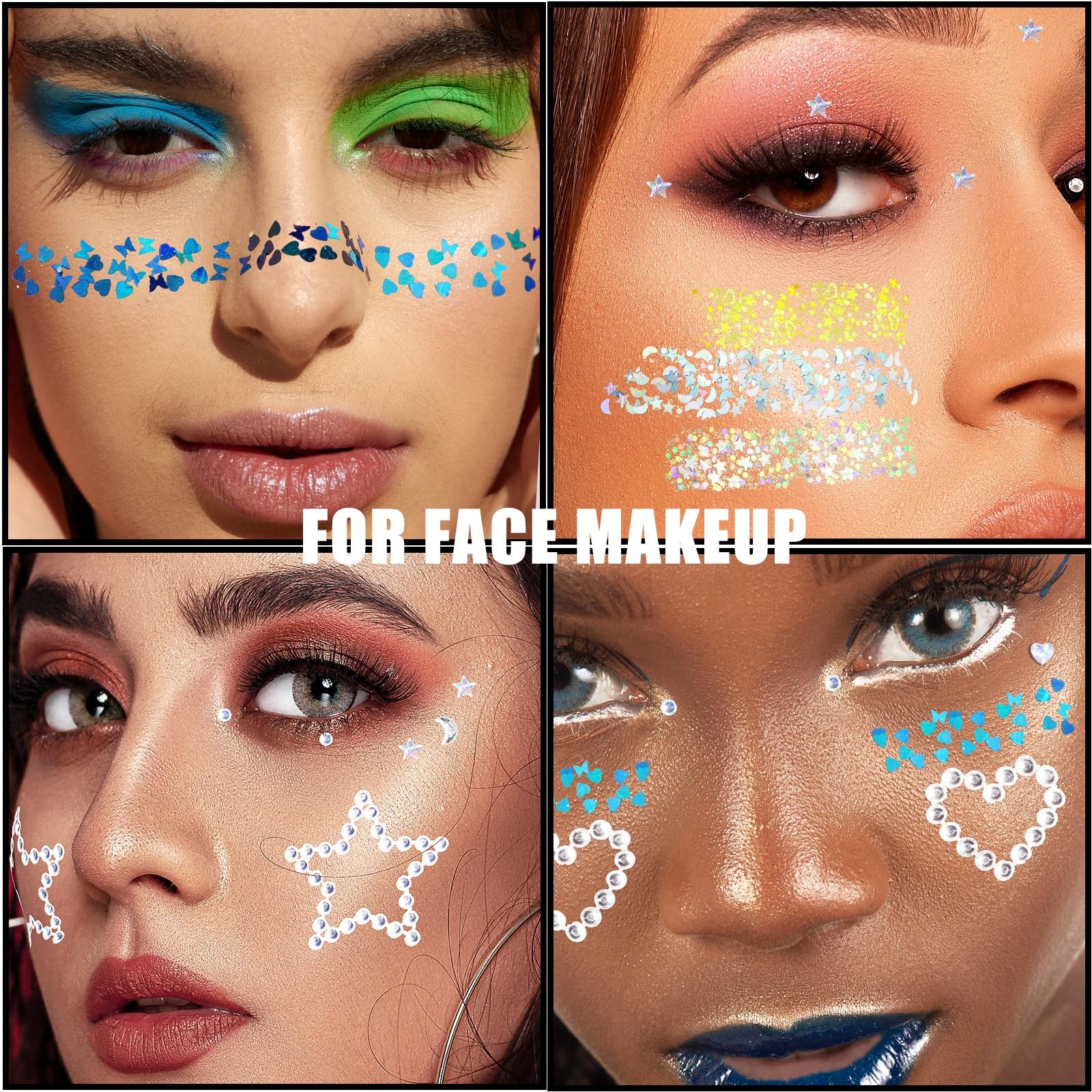 Face Glitter Body Glitter Gel with Face Heart Star Stickers, 6 Colors Hair Gl…