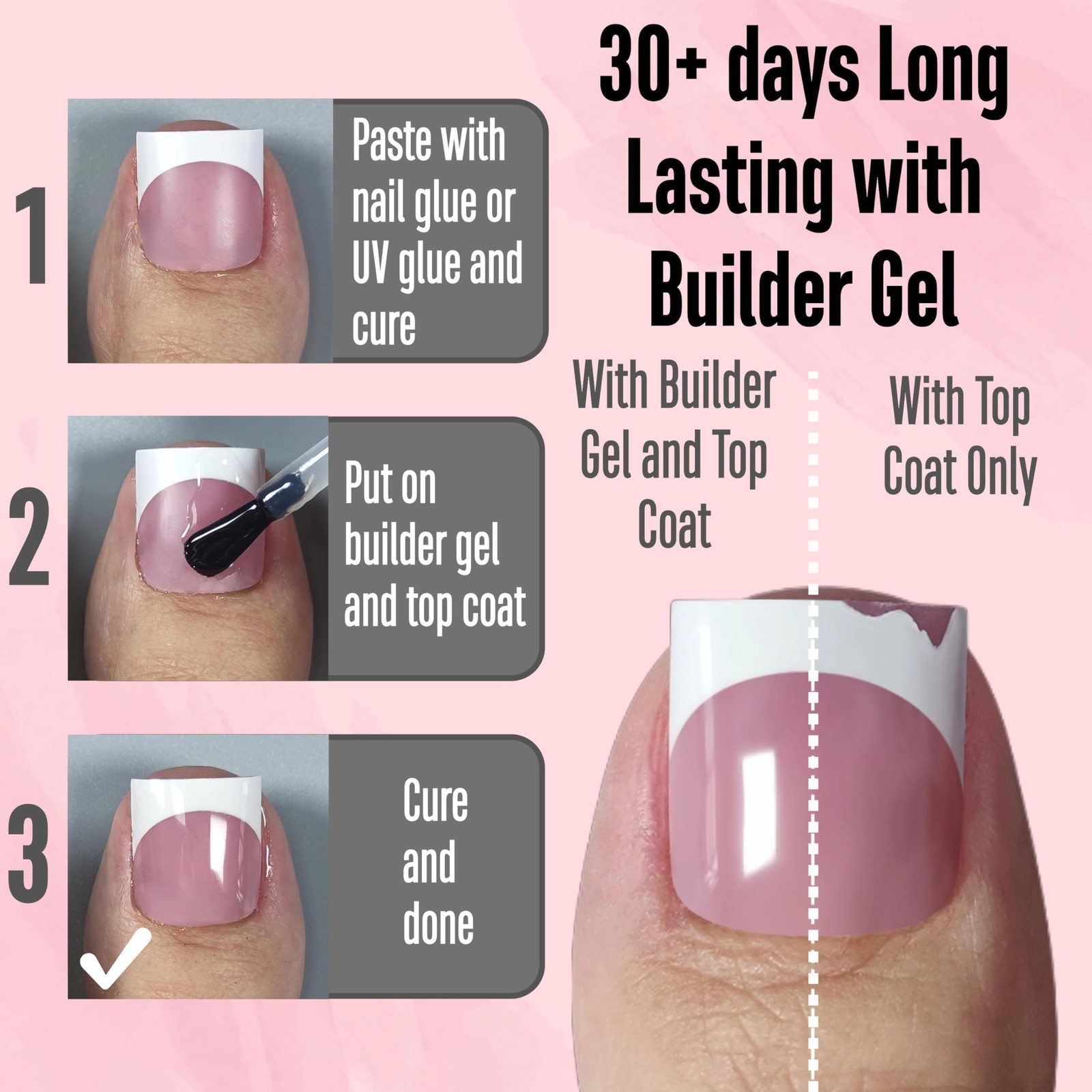 French Tip Toe Nail Tips Press On, Sharp Square Pre-Designed Soft Gel False Toen