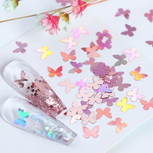 12 Grids Holographic Butterfly Nail Art Glitter Sequins 3D Sparkly Laser