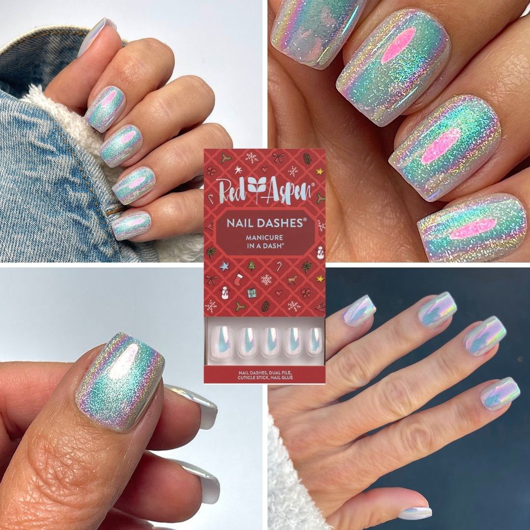 Red Aspen Press On Nails- Flurries of Glam,Gia Short • Coffin Holographic
