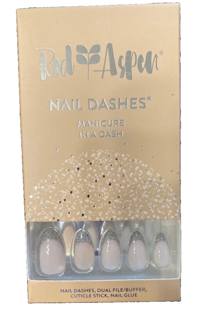 Red Aspen Press On Nail Dashes. French Twist Fiona Medium Almond NIB