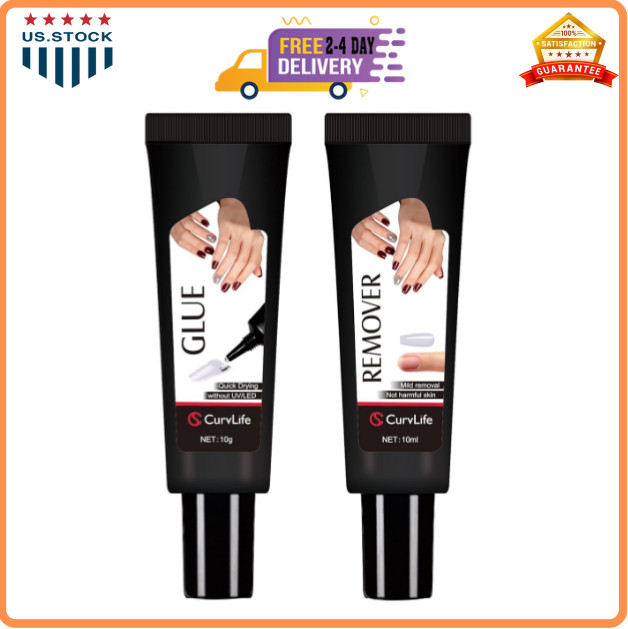Newly Upgraded Quick Drying 10g Semi Solid Nail Glue with 10ml Remover for