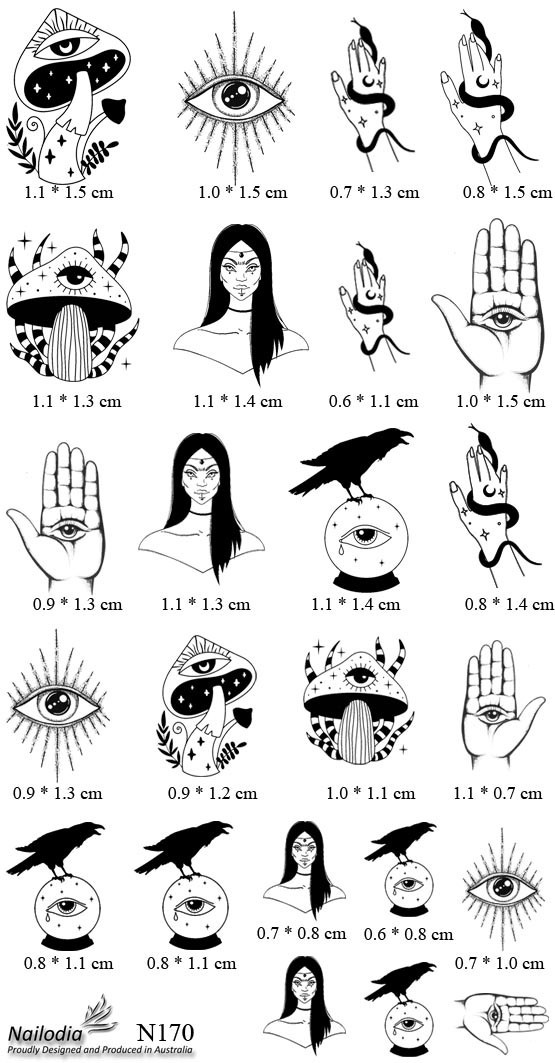 Esoteric Third Eye Nail Art Decal Sticker Water Transfer Slider – Black Magic