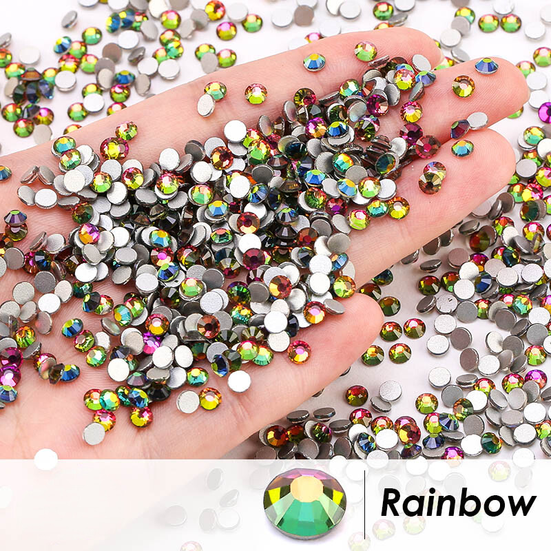 1440 Flame Glass Crystal Nail Art Rhinestones Flat Back Gems 3D Nail Tips Decor