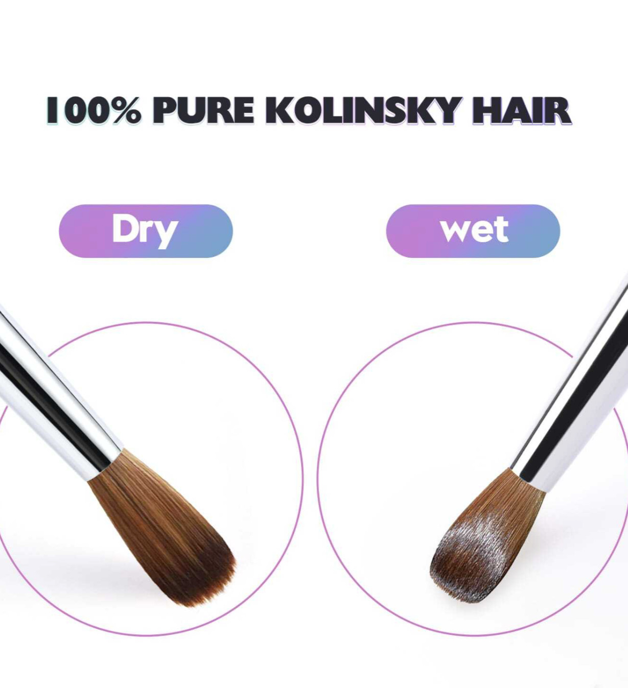 Kolinsky Acrylic Nail Brushes Professional Oval Round Crystal Handle