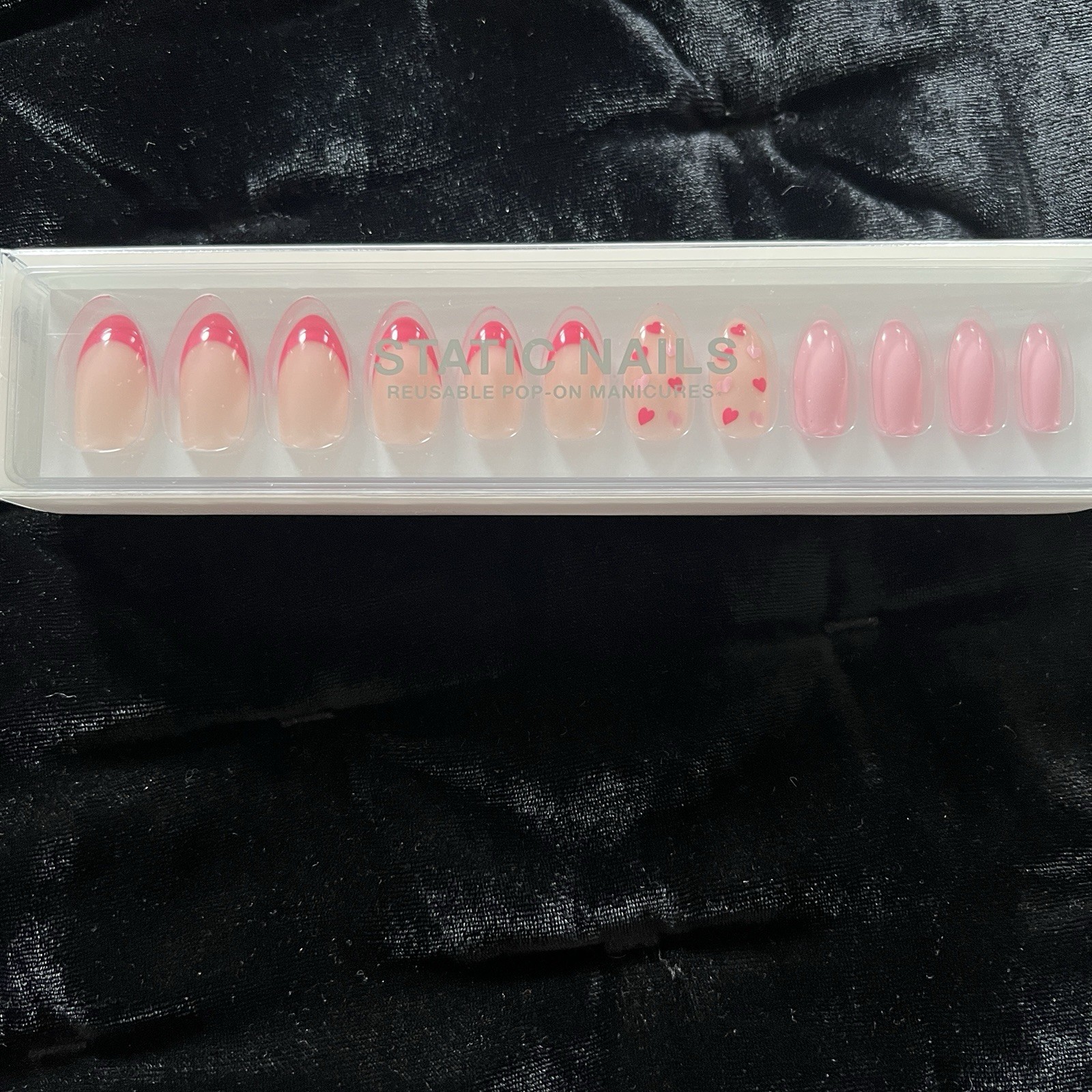 💖 Static Nails Send Valentines Almond Reusable Pop-On Manicure New In Box