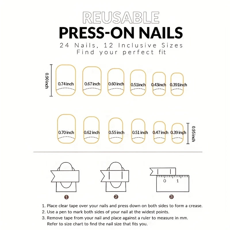 24pcs Glossy Orange French Tip Press On Nails – Medium Length Coffin Fake Nails