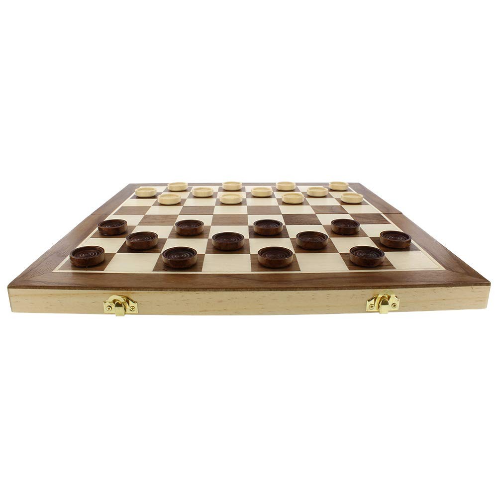 Fun+1 Toys! Classic Wood Checkers 1.125 inches by inches, Brown
