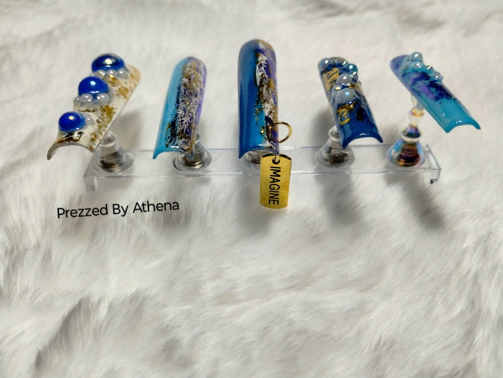 Luxury Handmade Press-On Nails I Reusable I Butterfly Blues I Square Shape l 3XL