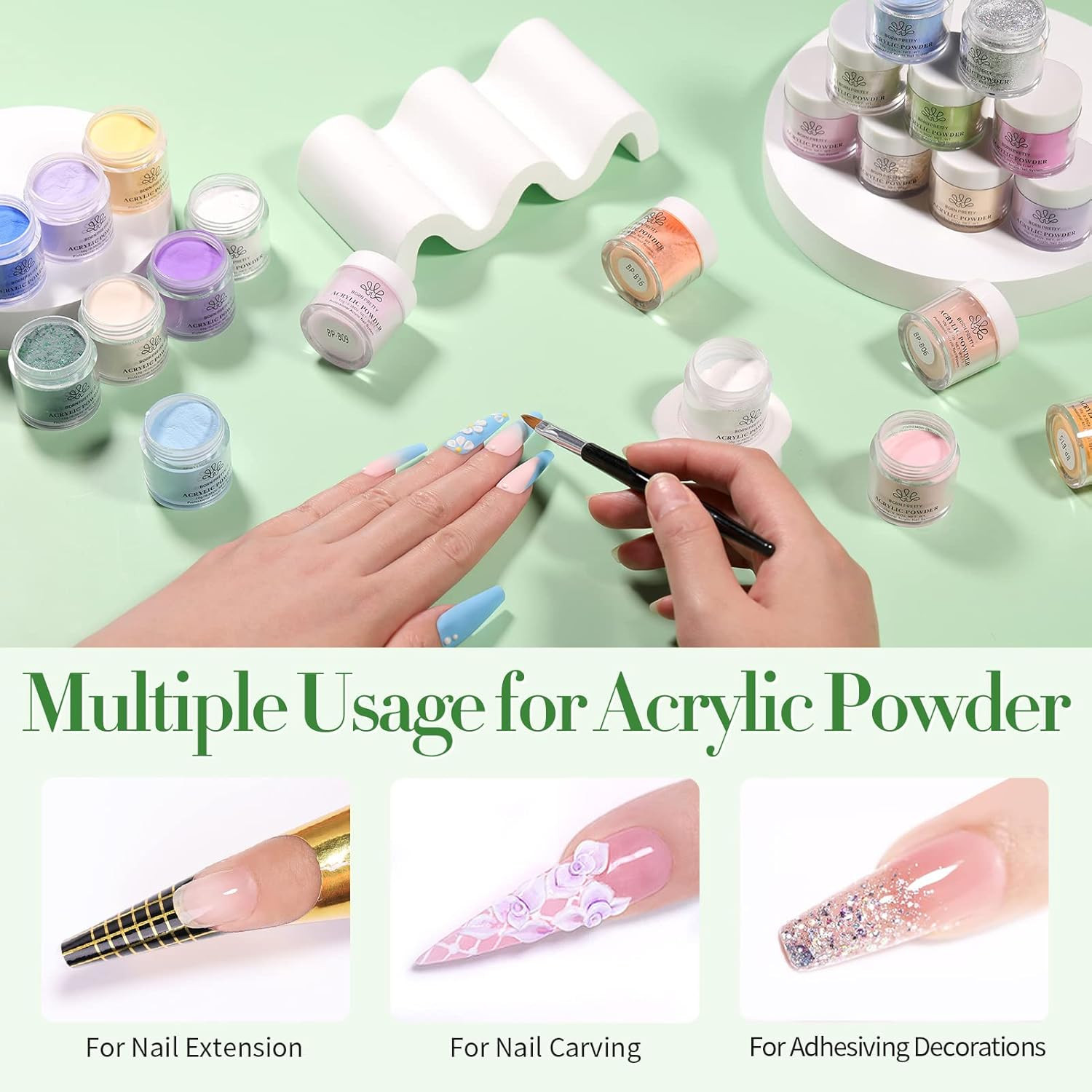 Acrylic Powder Set 36 Colors Acrylic Nail Powder Nude Pink Burgundy Red Green Bl