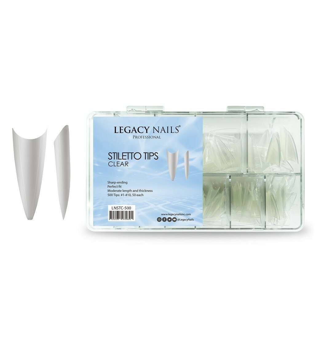 Clear Stiletto Nail Tips 500 pcs | Legacy Nails
