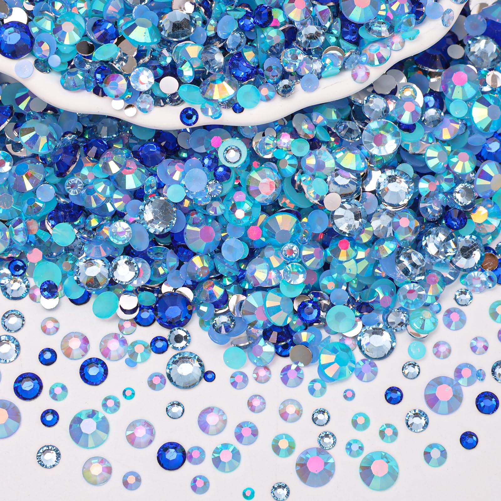 15000 Pcs Blue Resin Rhinestones for Crafting, Flatback 2-6 mm Gems Jelly Rhi…